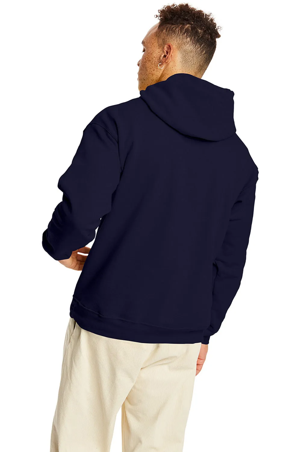 Hanes Mens EcoSmart Print Pro XP Pill Resistant Hooded Sweatshirt Hoodie w/ Pouch Pocket - Athletic Navy Blue