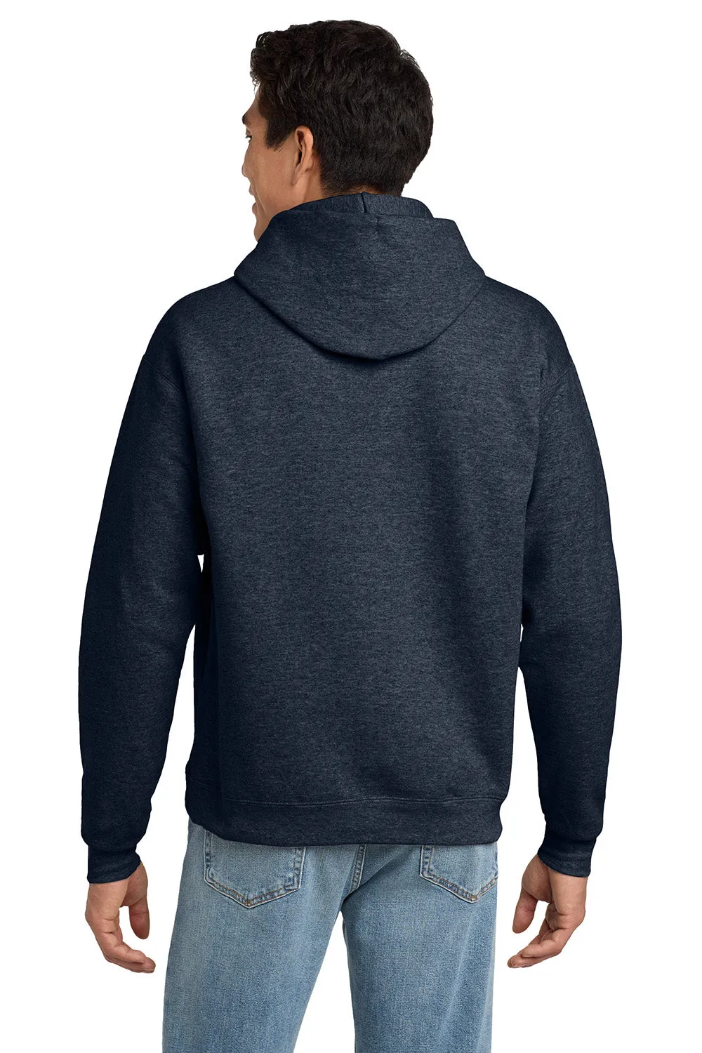 Hanes Mens EcoSmart Print Pro XP Pill Resistant Hooded Sweatshirt Hoodie w/ Pouch Pocket - Heather Navy Blue