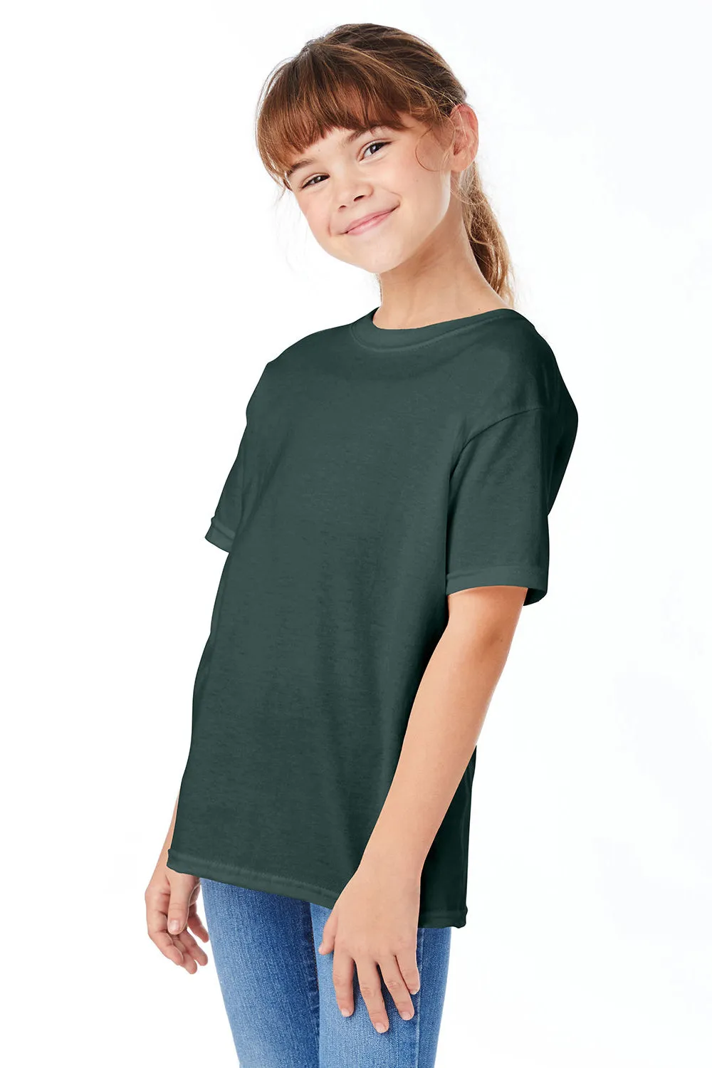 Hanes Youth ComfortSoft Short Sleeve Crewneck T-Shirt - Athletic Dark Green