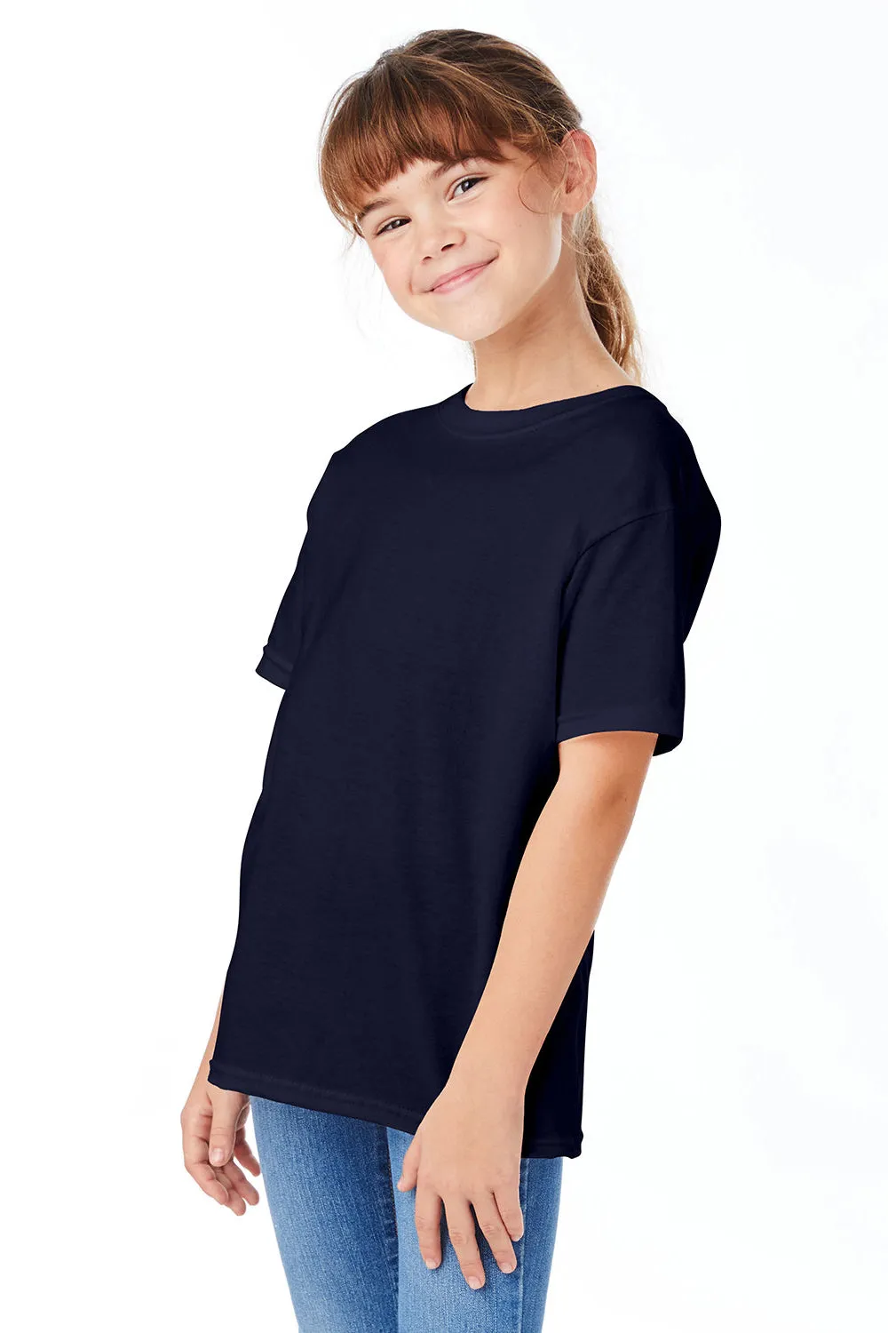 Hanes Youth ComfortSoft Short Sleeve Crewneck T-Shirt - Athletic Navy Blue