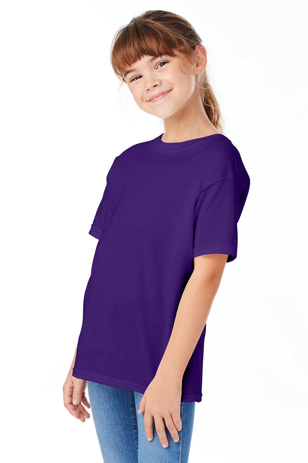 Hanes Youth ComfortSoft Short Sleeve Crewneck T-Shirt - Athletic Purple