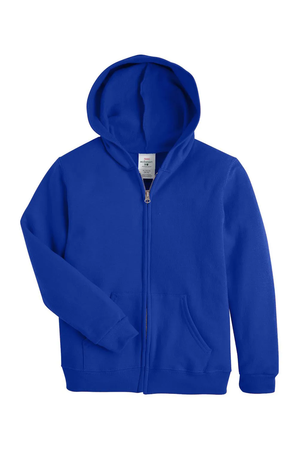 Hanes Youth EcoSmart Print Pro XP Pill Resistant Full Zip Hooded Sweatshirt Hoodie w/ Pockets - Deep Royal Blue