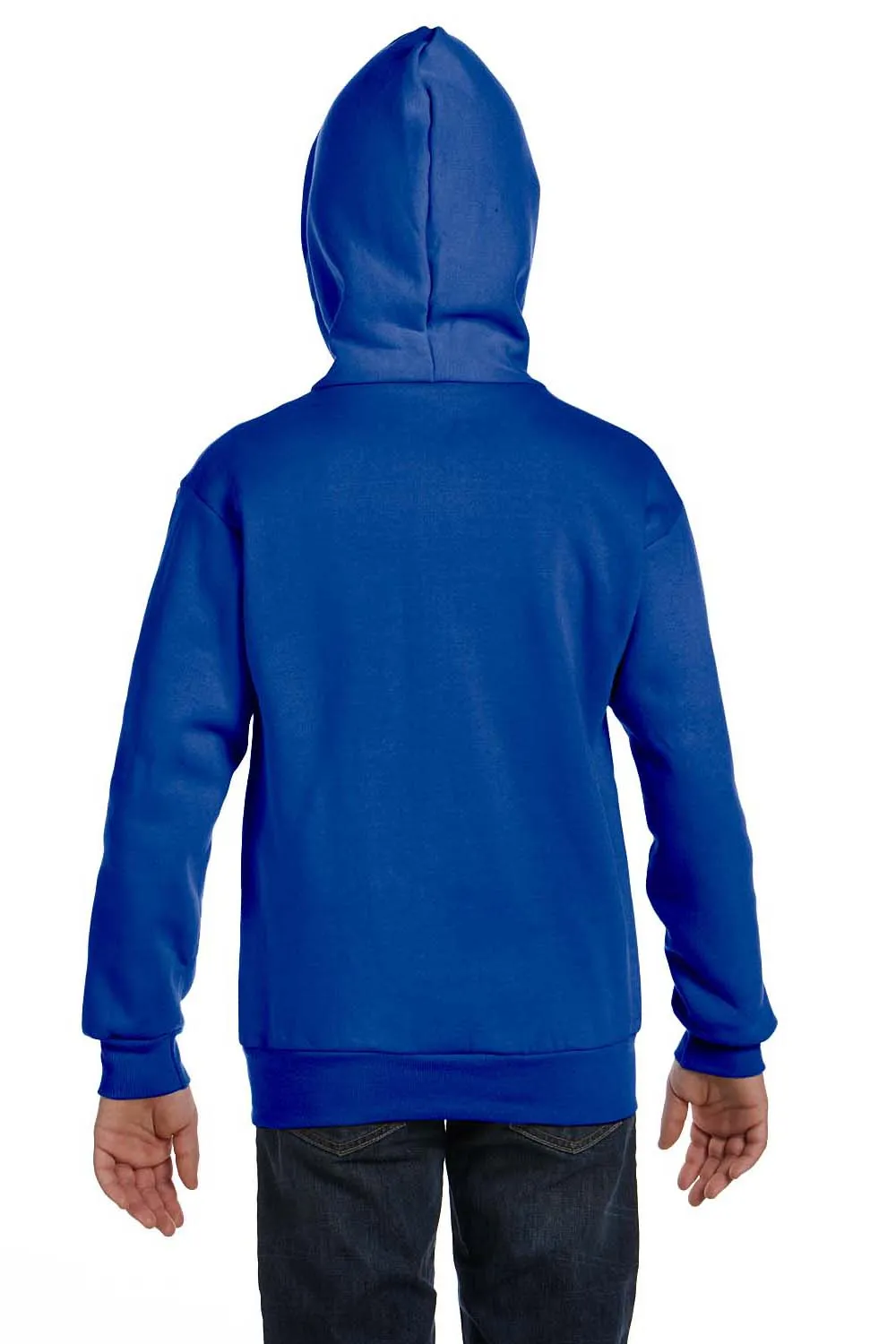 Hanes Youth EcoSmart Print Pro XP Pill Resistant Full Zip Hooded Sweatshirt Hoodie w/ Pockets - Deep Royal Blue