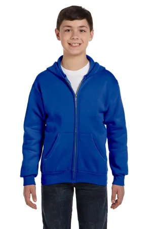 Hanes Youth EcoSmart Print Pro XP Pill Resistant Full Zip Hooded Sweatshirt Hoodie w/ Pockets - Deep Royal Blue