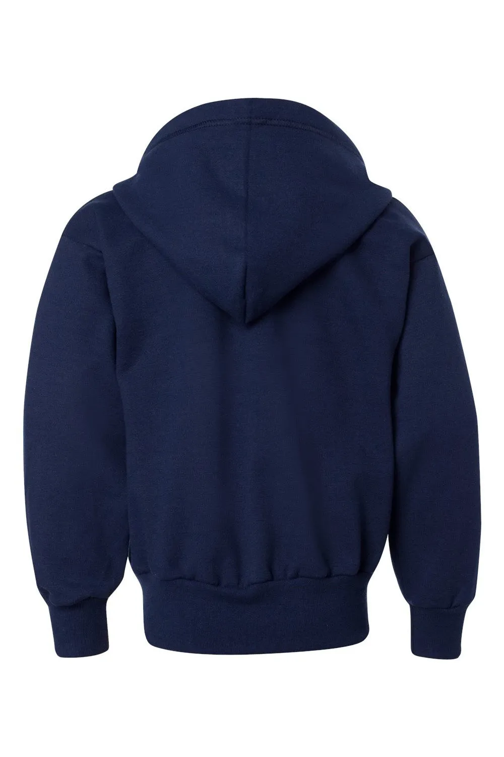 Hanes Youth EcoSmart Print Pro XP Pill Resistant Full Zip Hooded Sweatshirt Hoodie w/ Pockets - Navy Blue