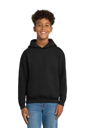 Hanes Youth EcoSmart Print Pro XP Pill Resistant Hooded Sweatshirt Hoodie w/ Pouch Pocket - Black