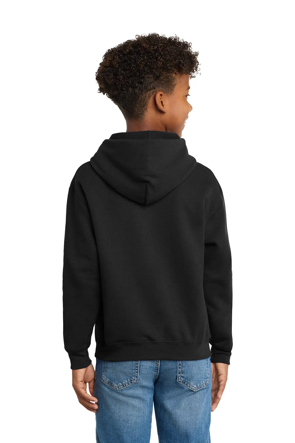 Hanes Youth EcoSmart Print Pro XP Pill Resistant Hooded Sweatshirt Hoodie w/ Pouch Pocket - Black