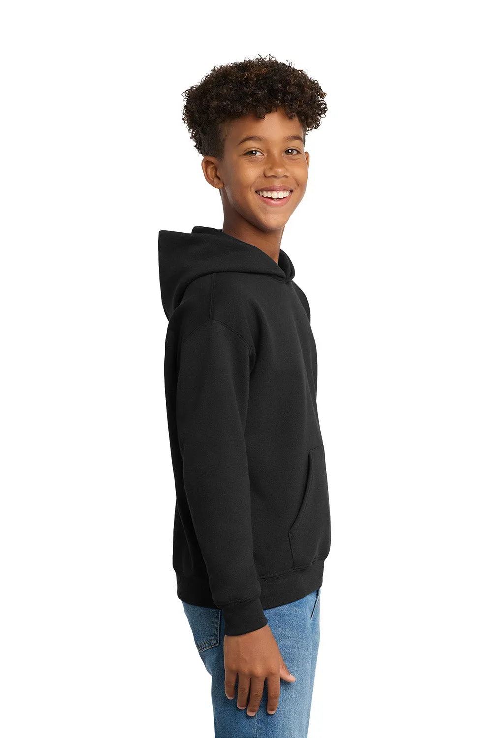 Hanes Youth EcoSmart Print Pro XP Pill Resistant Hooded Sweatshirt Hoodie w/ Pouch Pocket - Black