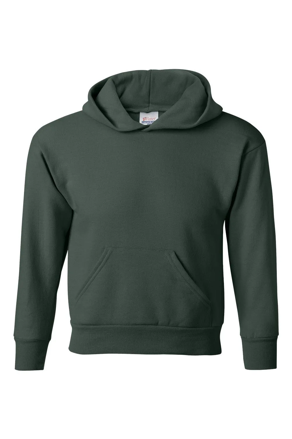 Hanes Youth EcoSmart Print Pro XP Pill Resistant Hooded Sweatshirt Hoodie w/ Pouch Pocket - Deep Forest Green