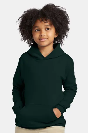 Hanes Youth EcoSmart Print Pro XP Pill Resistant Hooded Sweatshirt Hoodie w/ Pouch Pocket - Deep Forest Green