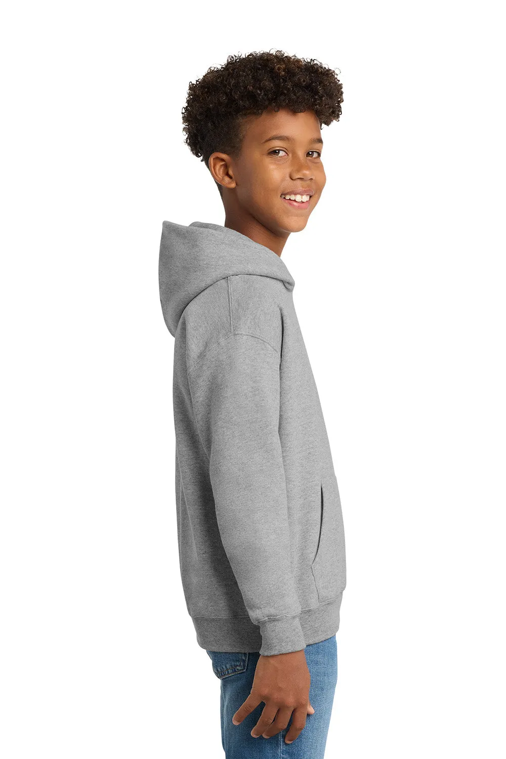 Hanes Youth EcoSmart Print Pro XP Pill Resistant Hooded Sweatshirt Hoodie w/ Pouch Pocket - Light Steel Grey