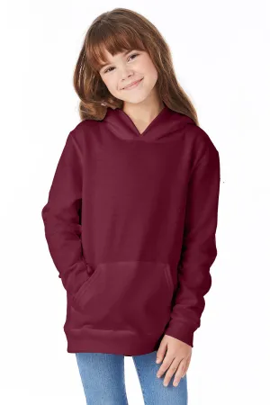 Hanes Youth EcoSmart Print Pro XP Pill Resistant Hooded Sweatshirt Hoodie w/ Pouch Pocket - Maroon