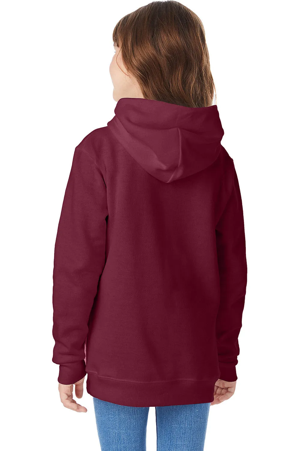 Hanes Youth EcoSmart Print Pro XP Pill Resistant Hooded Sweatshirt Hoodie w/ Pouch Pocket - Maroon