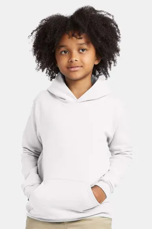 Hanes Youth EcoSmart Print Pro XP Pill Resistant Hooded Sweatshirt Hoodie w/ Pouch Pocket - White