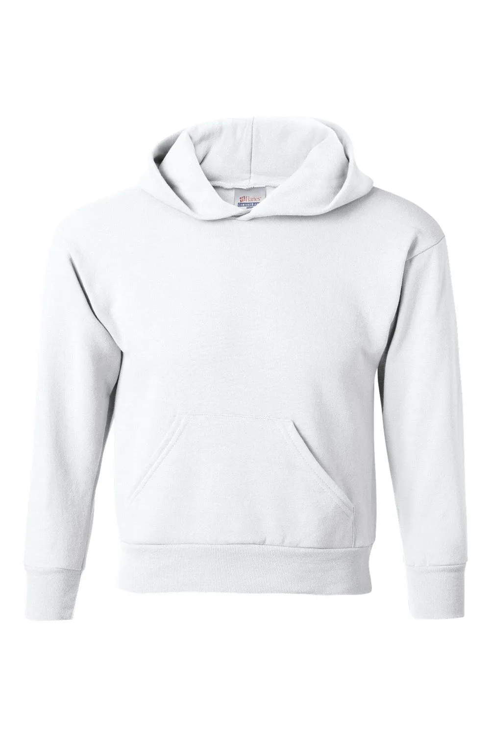 Hanes Youth EcoSmart Print Pro XP Pill Resistant Hooded Sweatshirt Hoodie w/ Pouch Pocket - White