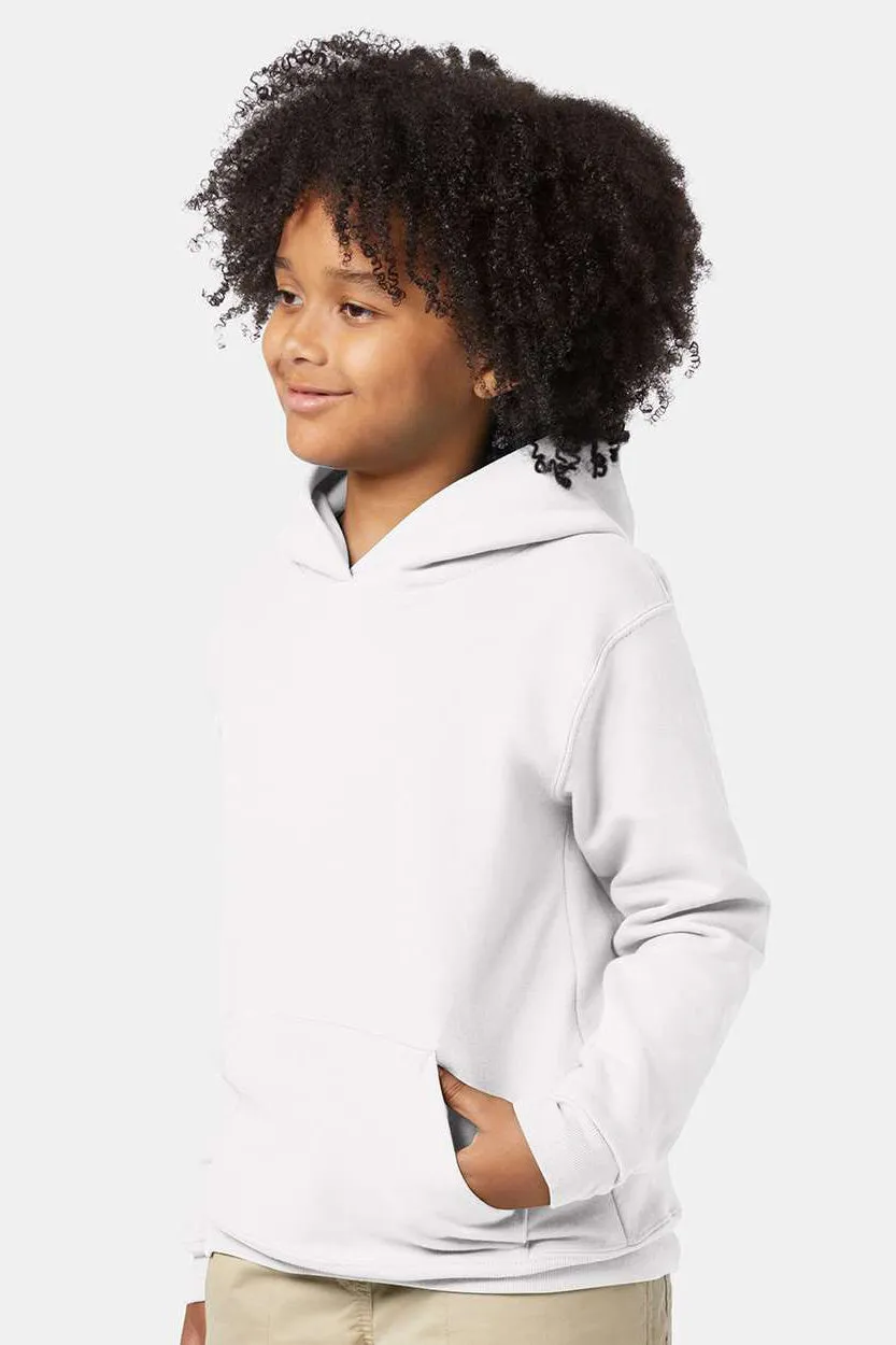 Hanes Youth EcoSmart Print Pro XP Pill Resistant Hooded Sweatshirt Hoodie w/ Pouch Pocket - White