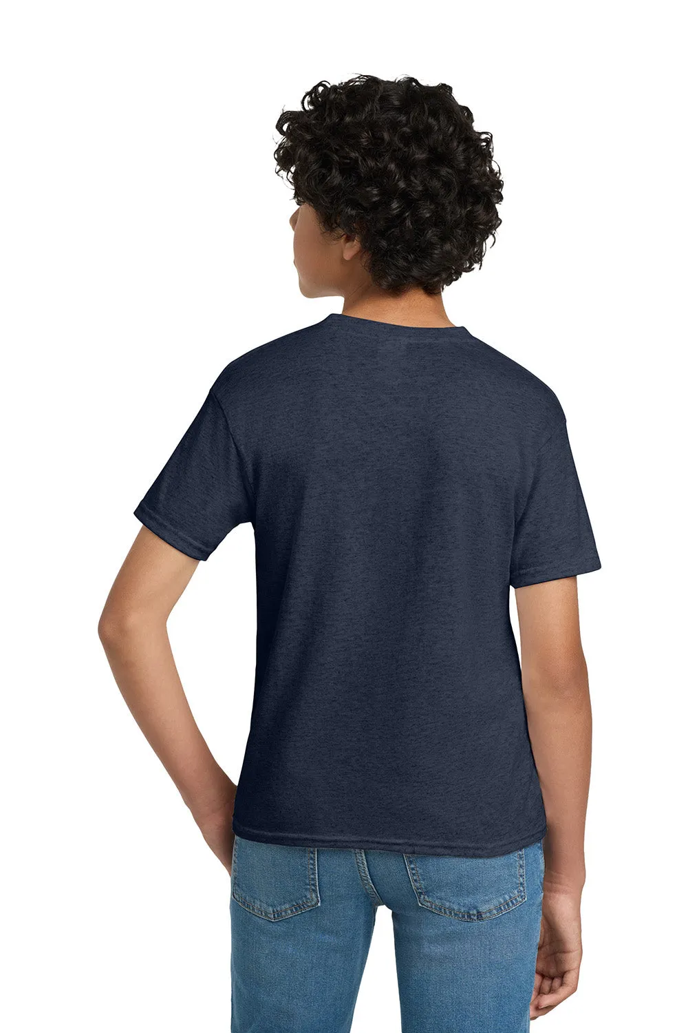 Hanes Youth EcoSmart Short Sleeve Crewneck T-Shirt - Heather Navy Blue