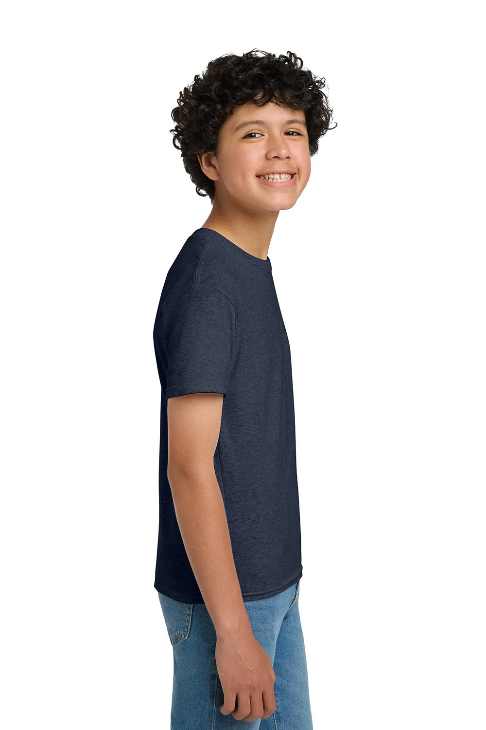 Hanes Youth EcoSmart Short Sleeve Crewneck T-Shirt - Heather Navy Blue
