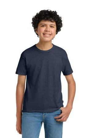 Hanes Youth EcoSmart Short Sleeve Crewneck T-Shirt - Heather Navy Blue