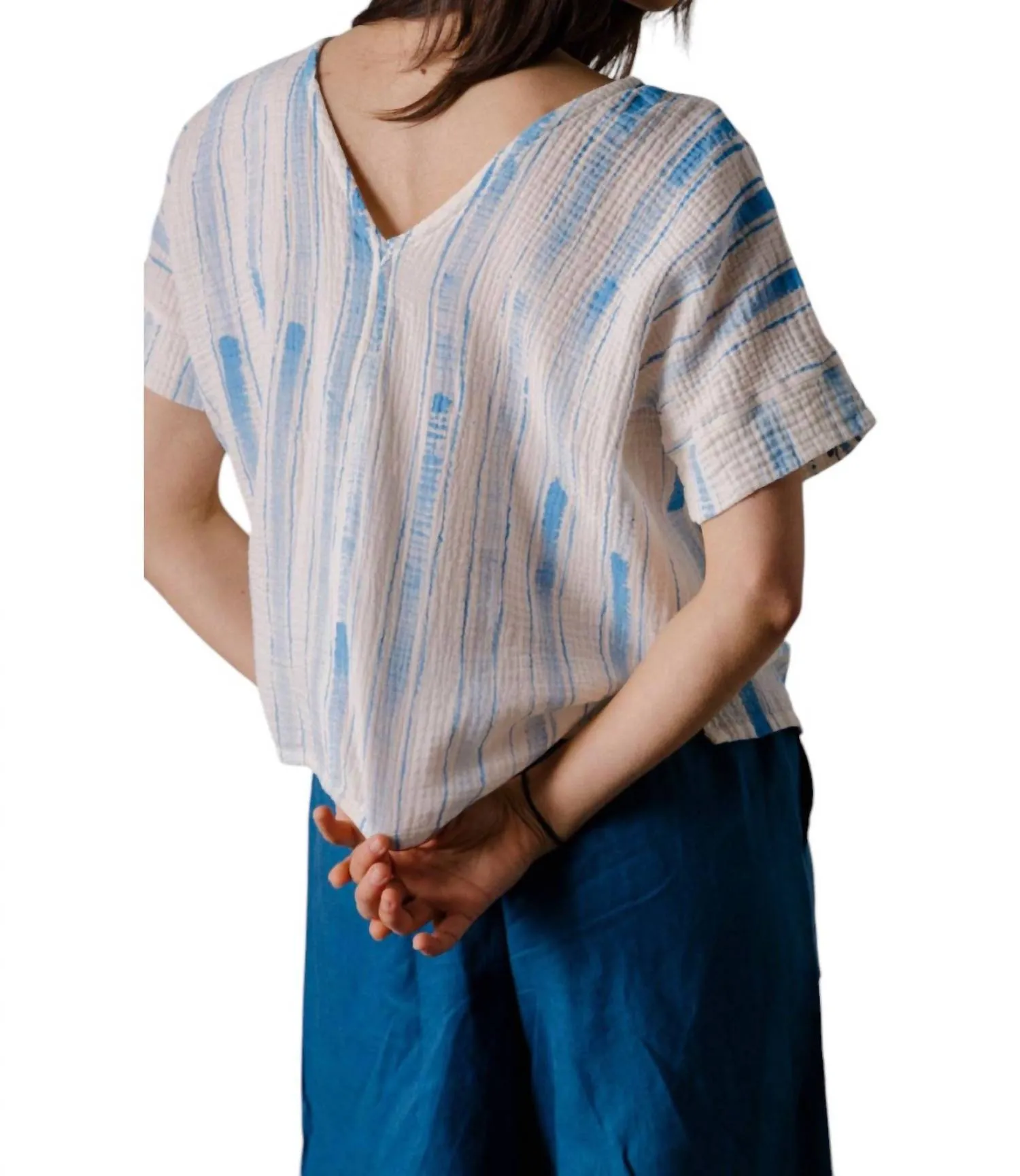 Hanna Top In Handpainted Stripe