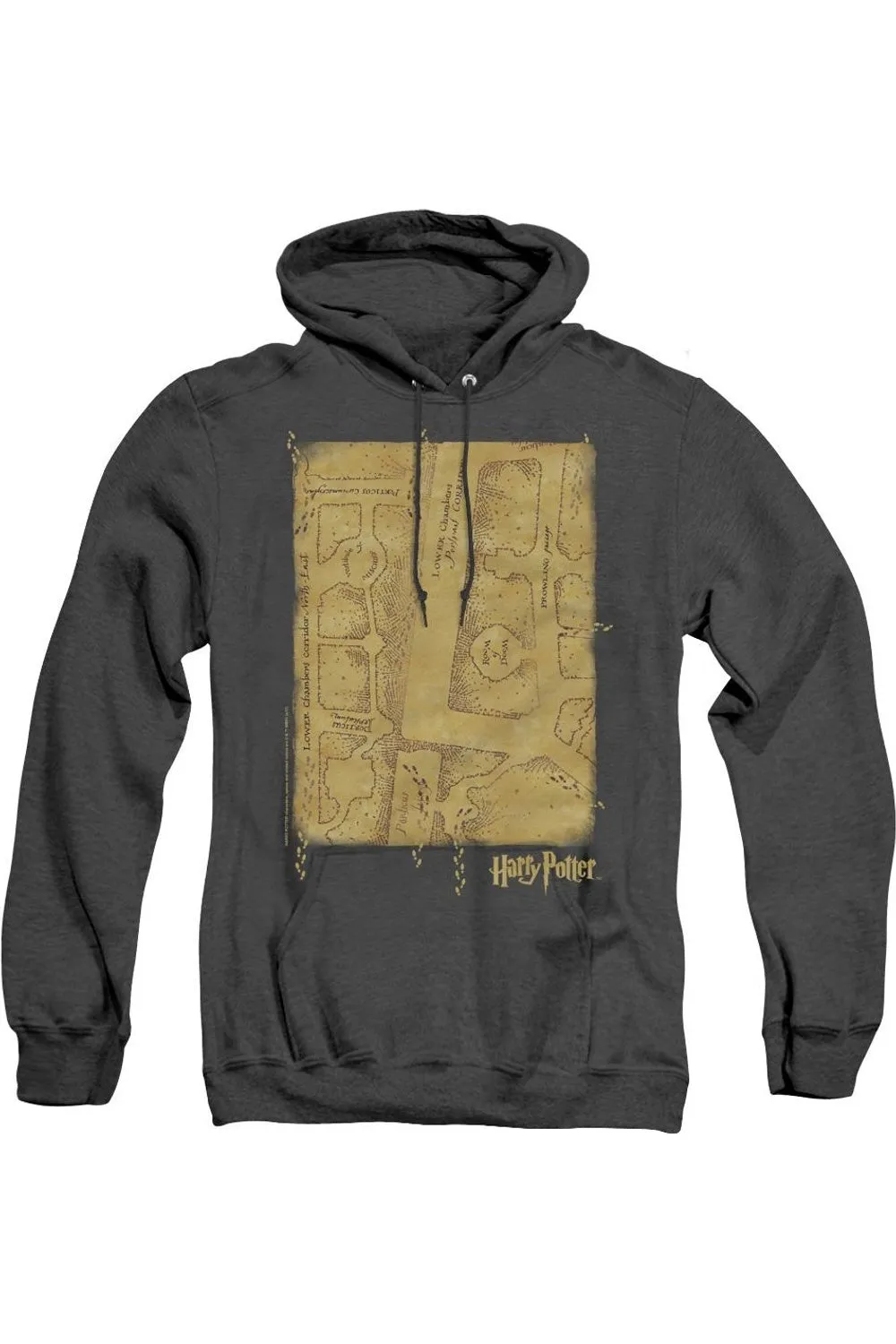Harry Potter Marauders Map Interior Adult Heather Hoodie / Hooded Sweatshirt