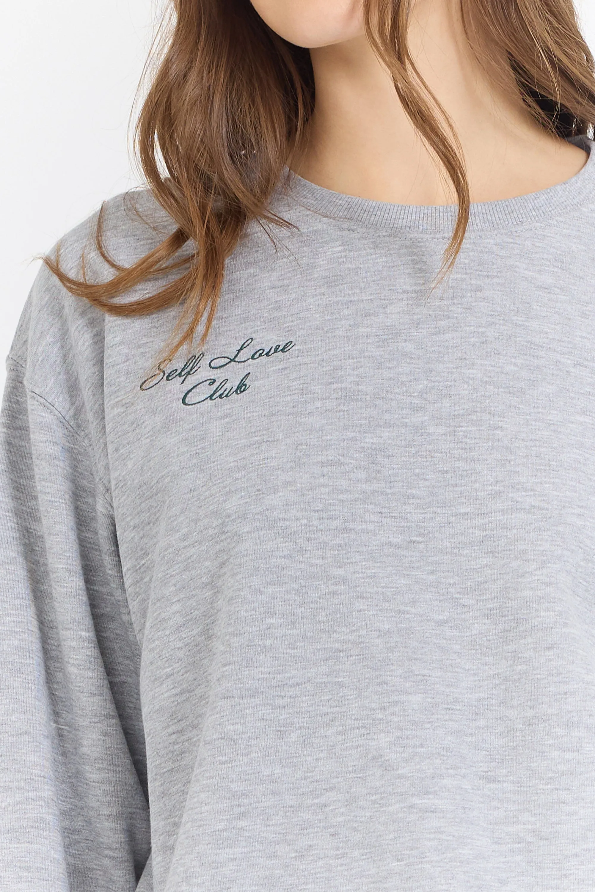 Heather Grey Essential Fleece Crew W/ Self Love Club Crewneck
