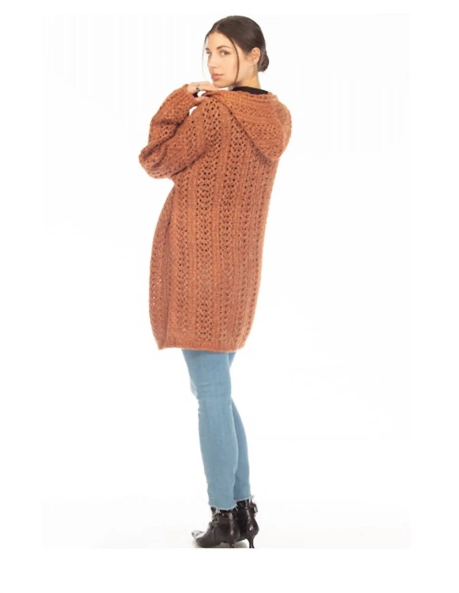 Hooded Cardigan In Cider