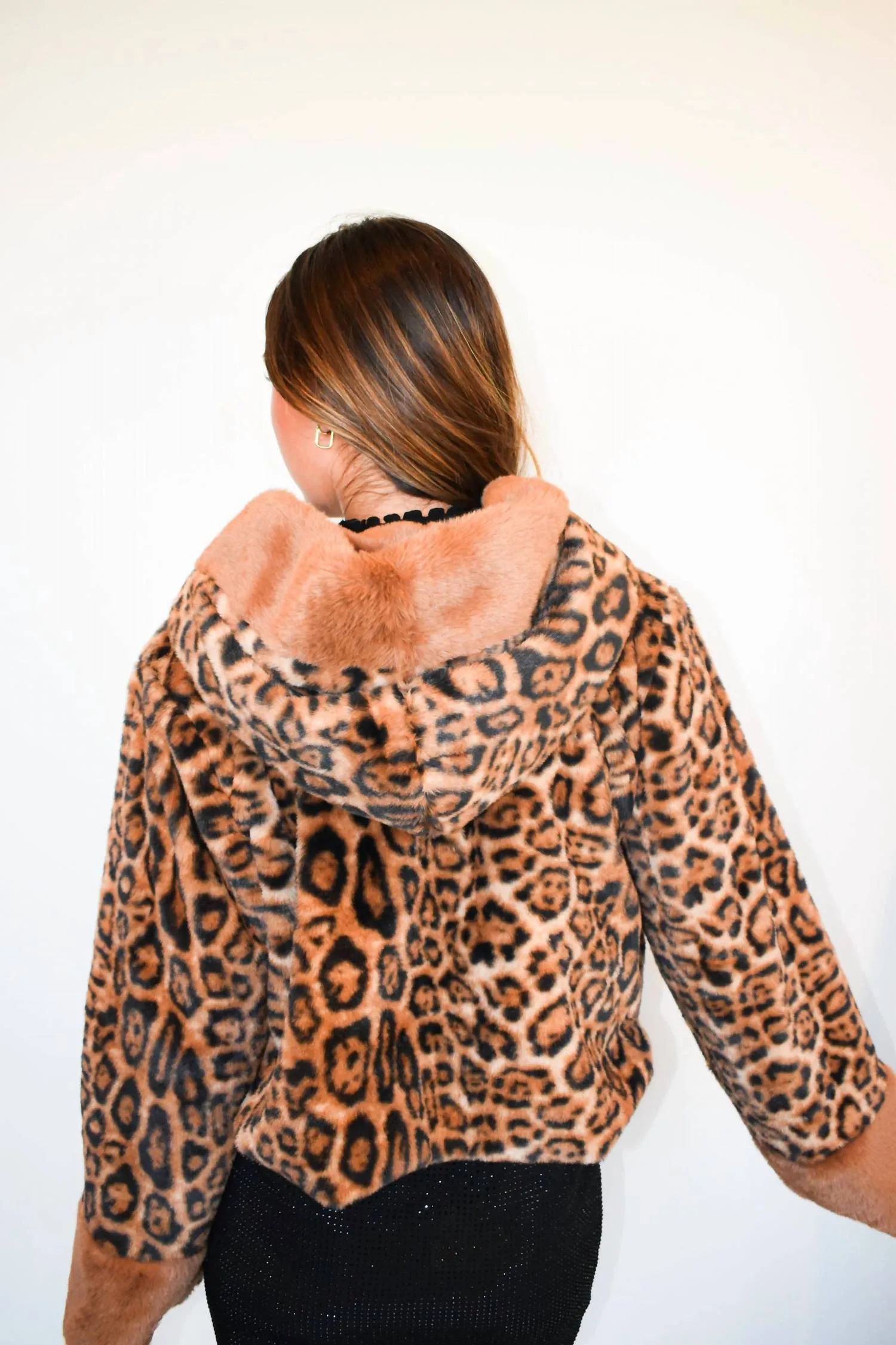 Hooded Fur Leopard Jacket