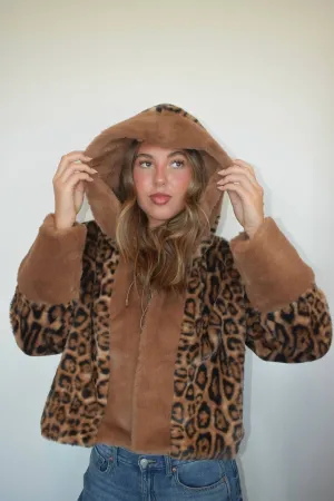 Hooded Fur Leopard Jacket
