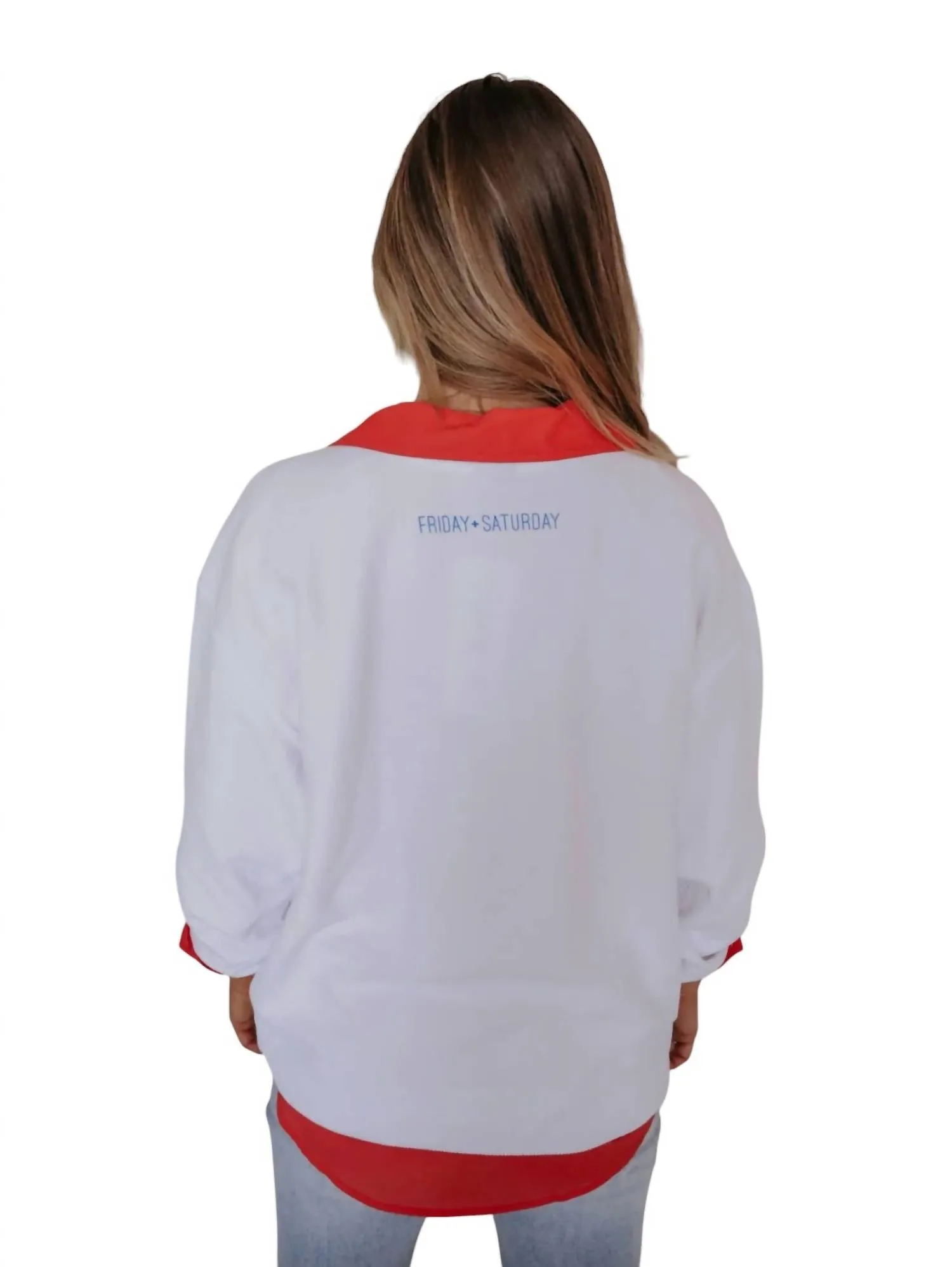 I'm A Cool Mom Corded Sweatshirt In White/red