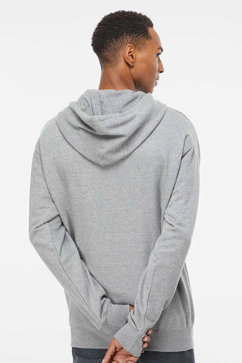 Independent Trading Company Mens Full Zip Hooded Sweatshirt Hoodie w/ Pockets - Heather Grey