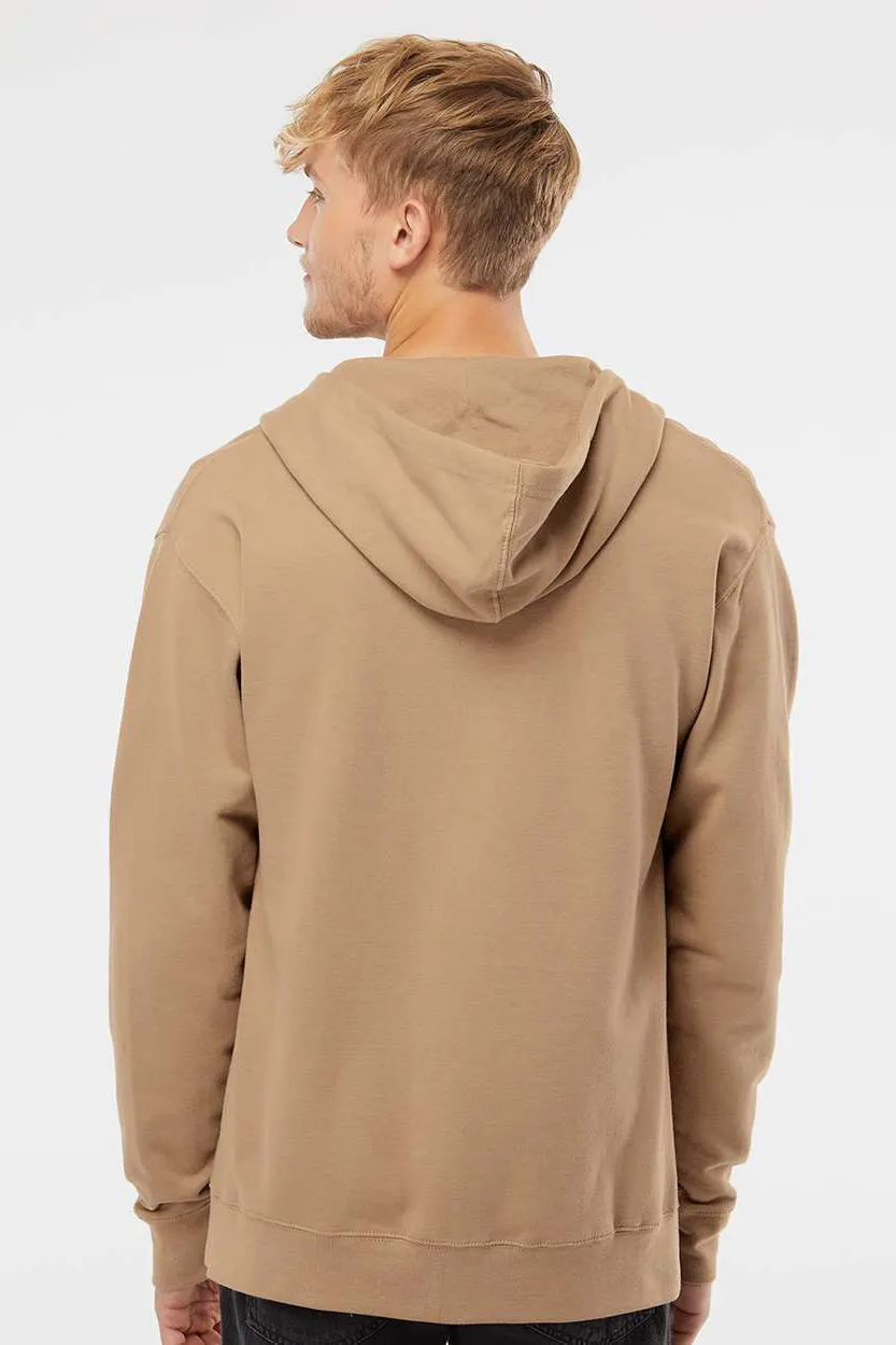 Independent Trading Company Mens Full Zip Hooded Sweatshirt Hoodie w/ Pockets - Sandstone Brown