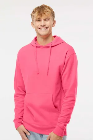 Independent Trading Company Mens Hooded Sweatshirt Hoodie w/ Pouch Pocket - Neon Pink