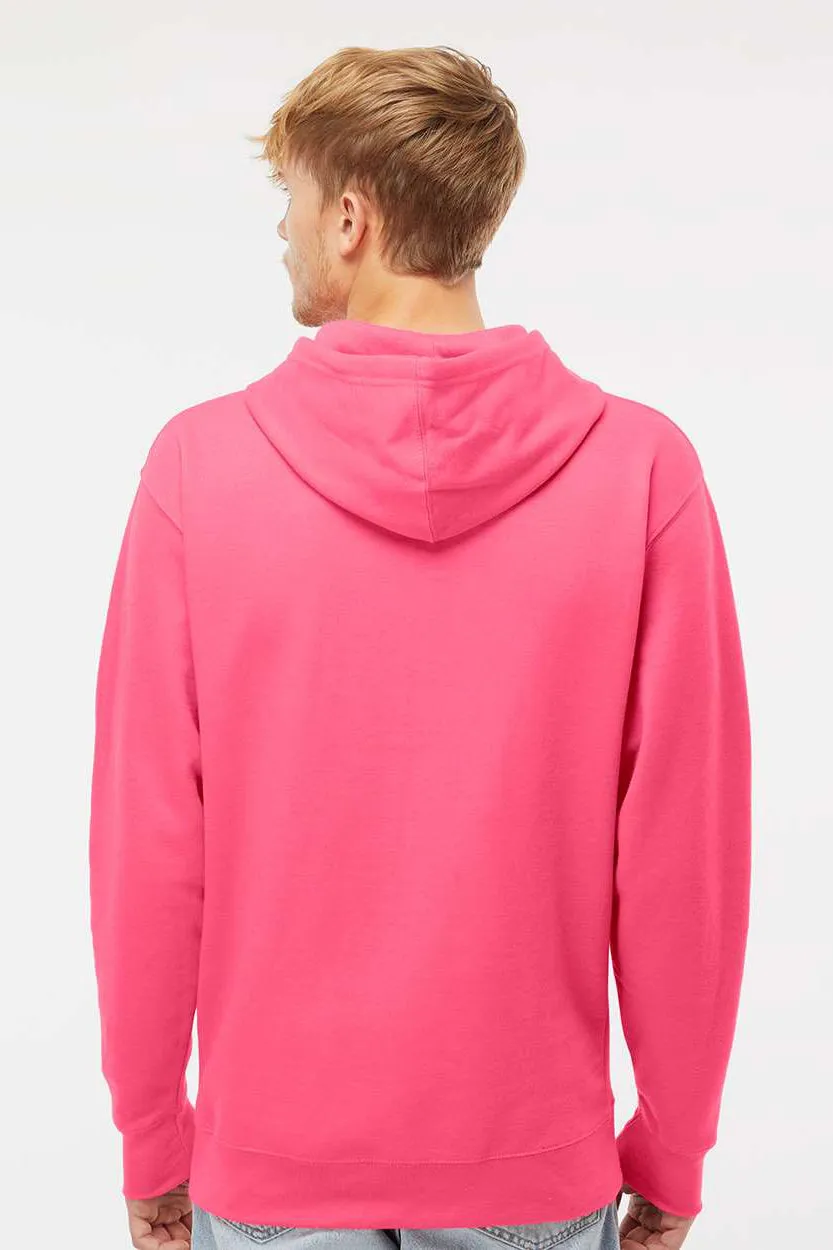 Independent Trading Company Mens Hooded Sweatshirt Hoodie w/ Pouch Pocket - Neon Pink