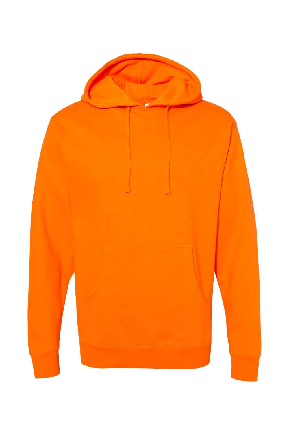Independent Trading Company Mens Hooded Sweatshirt Hoodie w/ Pouch Pocket - Safety Orange