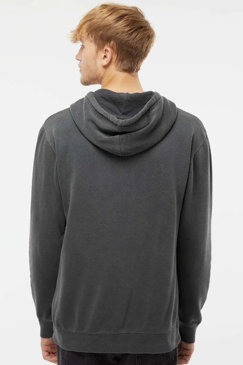 Independent Trading Company Mens Pigment Dyed Hooded Sweatshirt Hoodie w/ Pouch Pocket - Black
