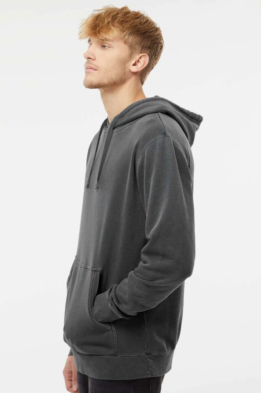 Independent Trading Company Mens Pigment Dyed Hooded Sweatshirt Hoodie w/ Pouch Pocket - Black