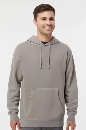 Independent Trading Company Mens Pigment Dyed Hooded Sweatshirt Hoodie w/ Pouch Pocket - Cement Grey