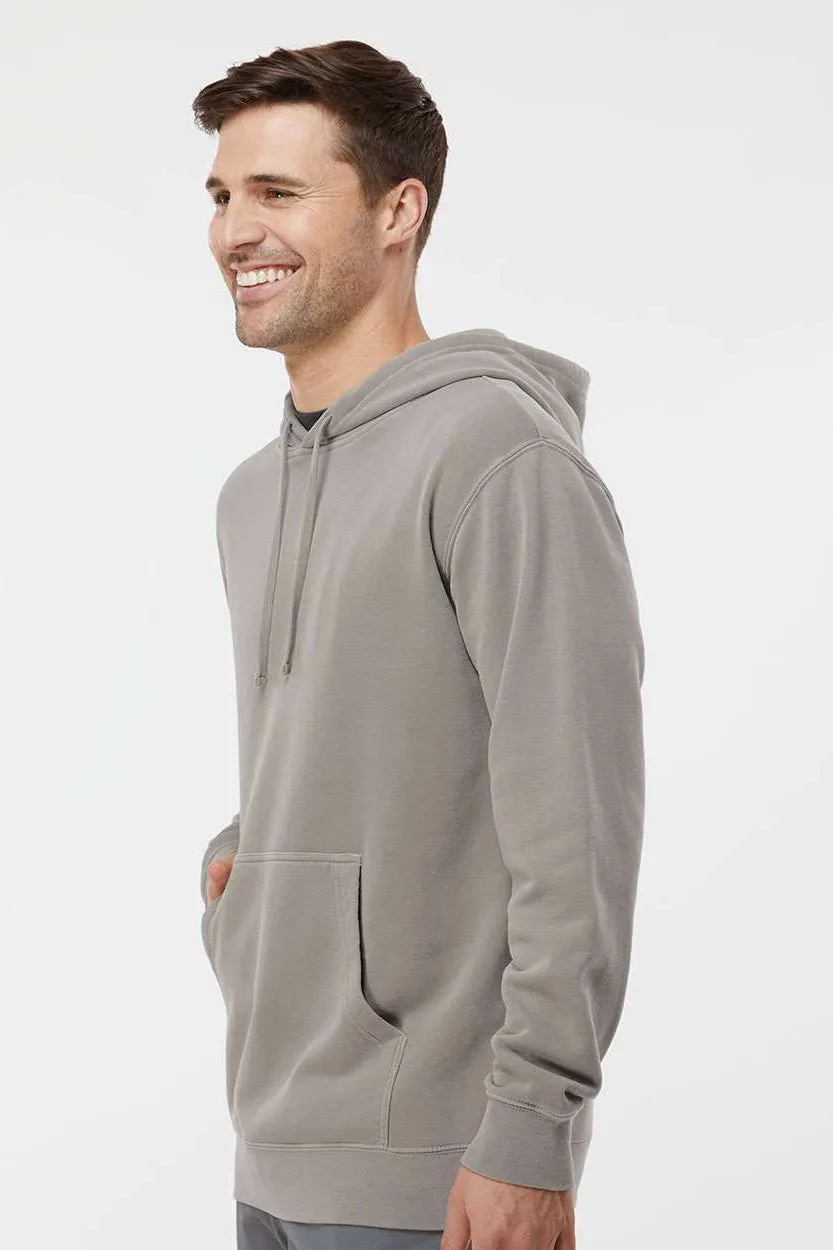 Independent Trading Company Mens Pigment Dyed Hooded Sweatshirt Hoodie w/ Pouch Pocket - Cement Grey