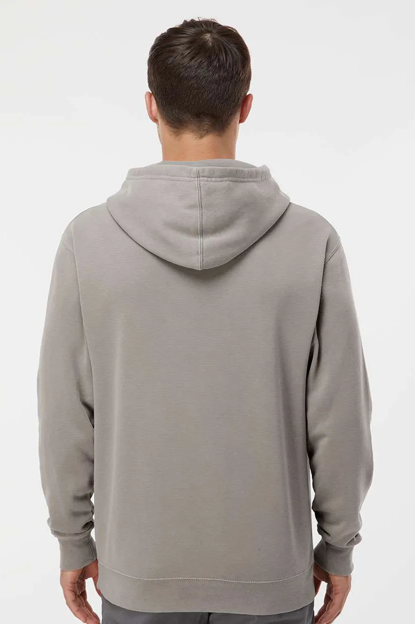 Independent Trading Company Mens Pigment Dyed Hooded Sweatshirt Hoodie w/ Pouch Pocket - Cement Grey