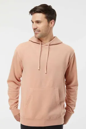 Independent Trading Company Mens Pigment Dyed Hooded Sweatshirt Hoodie w/ Pouch Pocket - Dusty Pink