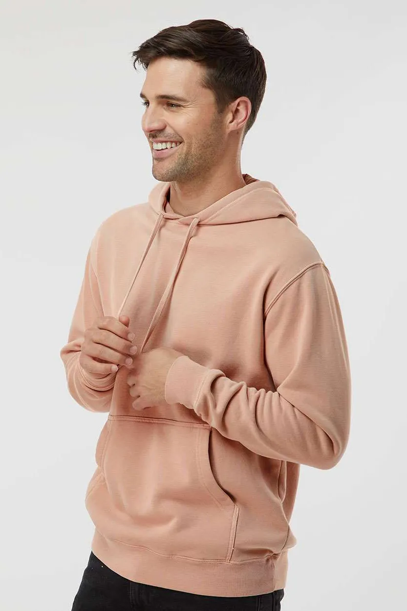 Independent Trading Company Mens Pigment Dyed Hooded Sweatshirt Hoodie w/ Pouch Pocket - Dusty Pink