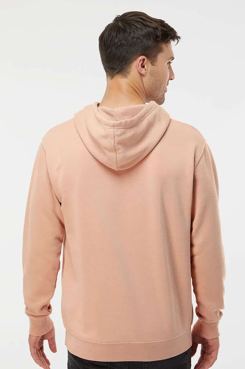 Independent Trading Company Mens Pigment Dyed Hooded Sweatshirt Hoodie w/ Pouch Pocket - Dusty Pink