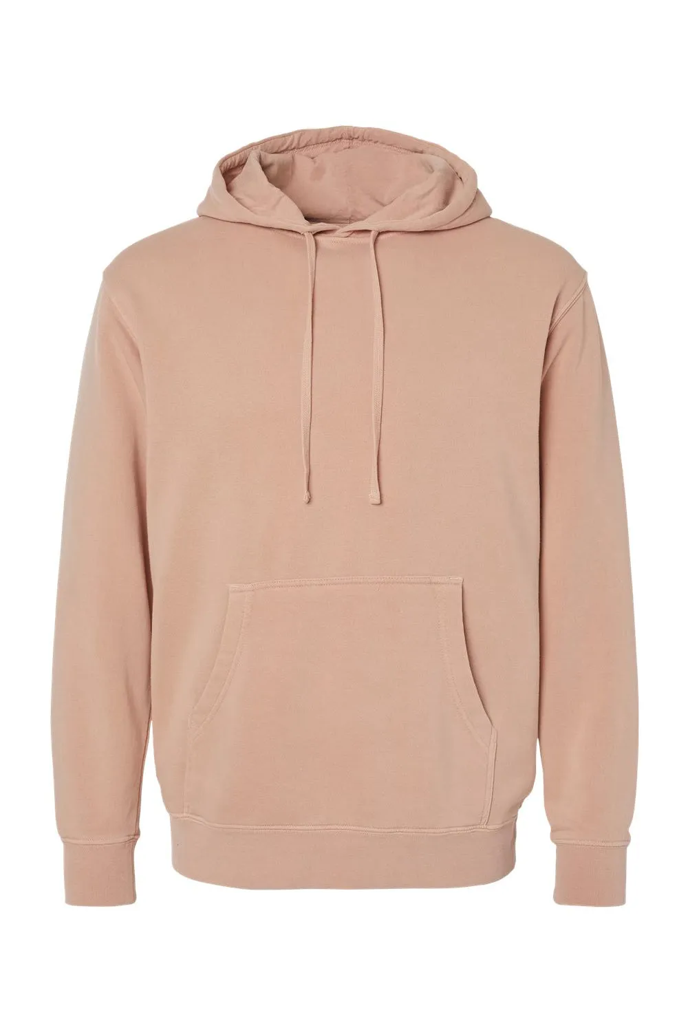 Independent Trading Company Mens Pigment Dyed Hooded Sweatshirt Hoodie w/ Pouch Pocket - Dusty Pink