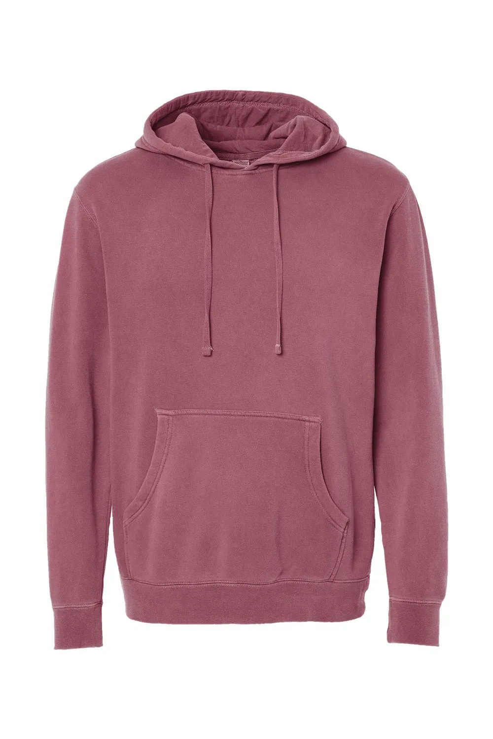 Independent Trading Company Mens Pigment Dyed Hooded Sweatshirt Hoodie w/ Pouch Pocket - Maroon