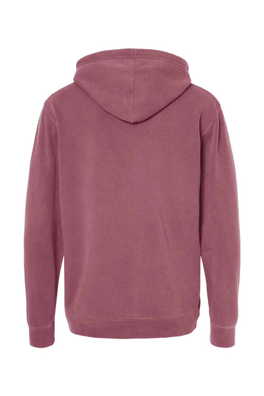 Independent Trading Company Mens Pigment Dyed Hooded Sweatshirt Hoodie w/ Pouch Pocket - Maroon