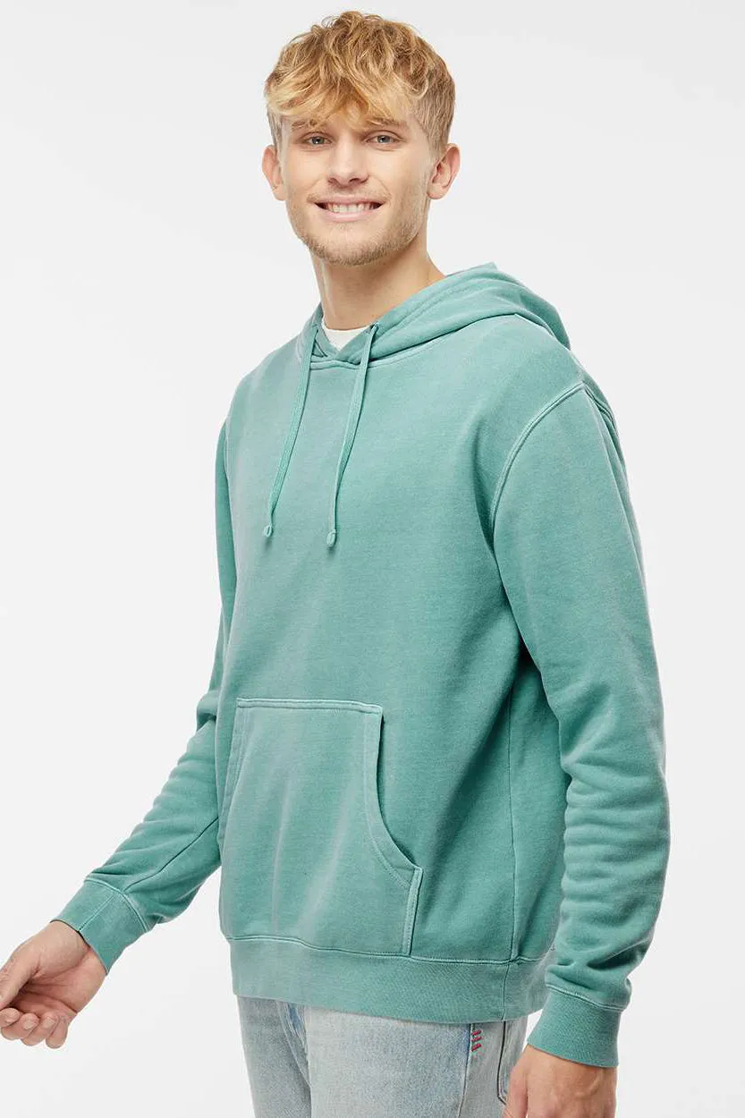 Independent Trading Company Mens Pigment Dyed Hooded Sweatshirt Hoodie w/ Pouch Pocket - Mint Green