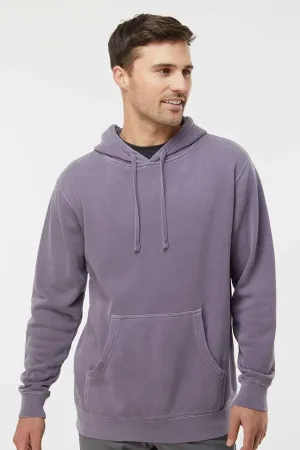 Independent Trading Company Mens Pigment Dyed Hooded Sweatshirt Hoodie w/ Pouch Pocket - Plum Purple
