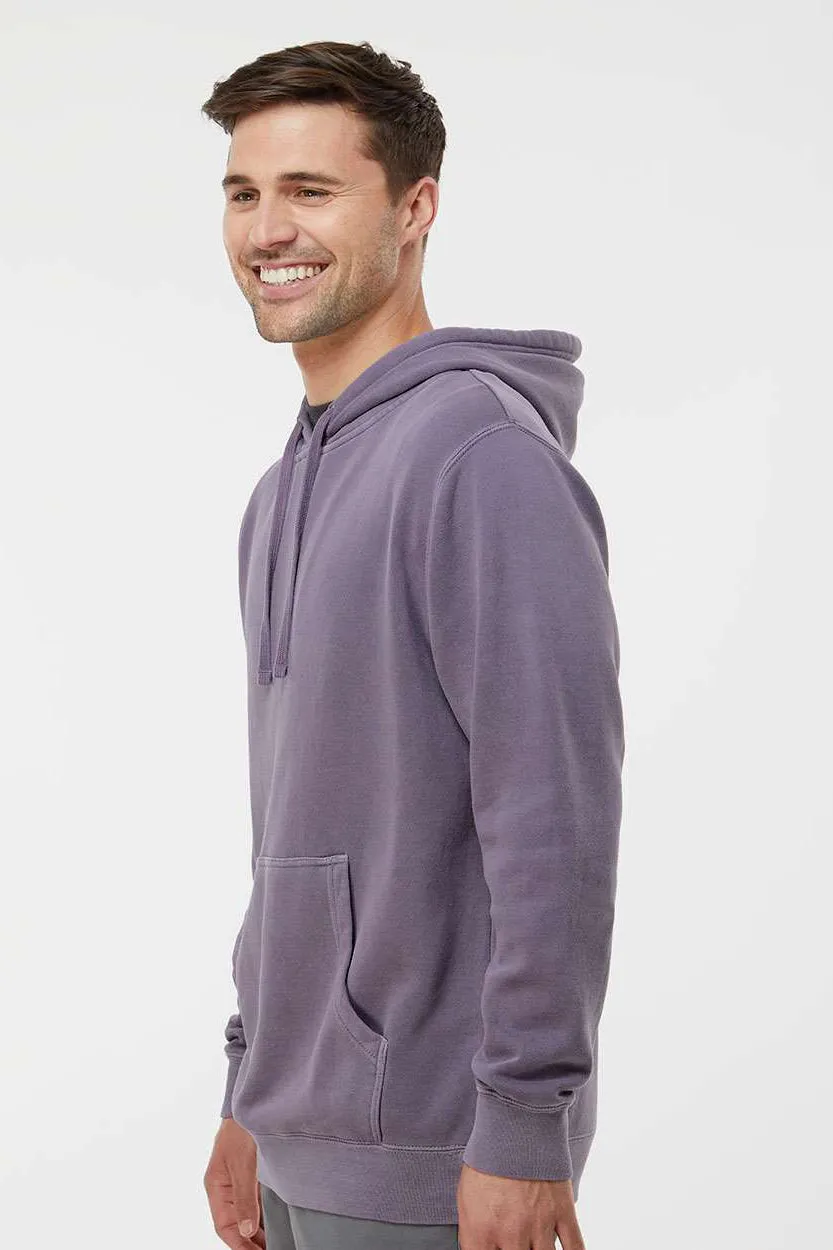 Independent Trading Company Mens Pigment Dyed Hooded Sweatshirt Hoodie w/ Pouch Pocket - Plum Purple