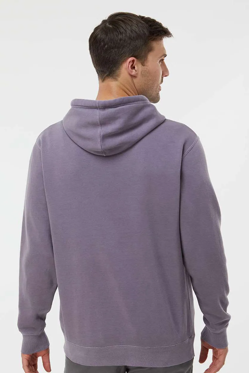 Independent Trading Company Mens Pigment Dyed Hooded Sweatshirt Hoodie w/ Pouch Pocket - Plum Purple